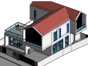 Revit mẫu biệt thự 2 tầng 13x16m có bể bơi mới nhất