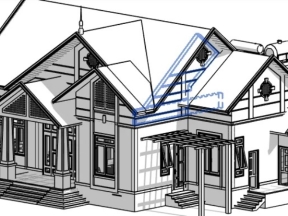 Revit nhà 1 tầng file cad 16.7x10m