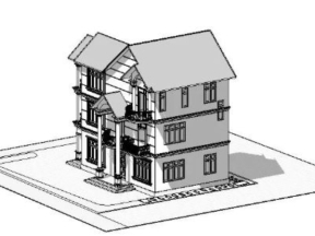 Revit nhà biệt thự 3 tầng kích thước xây dựng 8.1xx13.2m