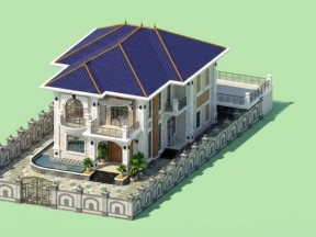 Revit tham khảo mẫu biệt thự tân cổ điển 2 tầng 8.8x15.6m