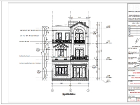 Revit thiết kế kiến trúc nhà phố 3 tầng tân cổ điển 8x12m 