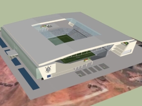 Sân vận động đá bóng 215x201m dựng model .skp