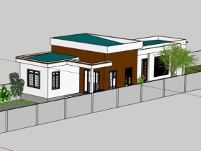 Sketchup bản vẽ nhà 1 tầng 8x24m