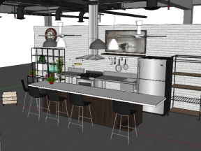 Sketchup bản vẽ nội thất phòng bếp dựng model su 2020