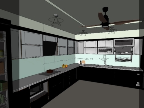Sketchup bản vẽ nội thất phòng bếp mới