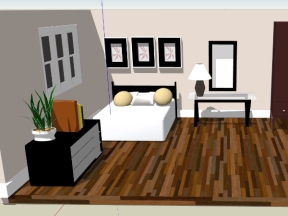 Sketchup bản vẽ nội thất phòng ngủ đơn giản
