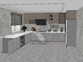Sketchup bản vẽ thiết kế nội thất phòng bếp