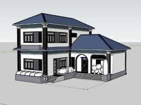 Sketchup mẫu biệt thự 2 tầng 11x14m đẹp mắt