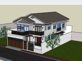 Sketchup mẫu biệt thự 2 tầng 9x18m đẹp