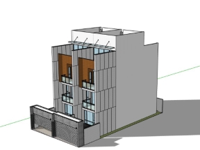 Sketchup mẫu biệt thự 3 tầng 10x20m