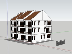 Sketchup mẫu biệt thự 3 tầng 17x15.7m đẹp