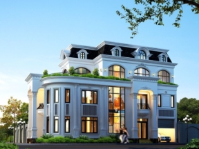 Sketchup mẫu biệt thự 3 tầng tân cổ điển đẹp