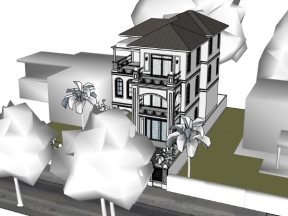 Sketchup mẫu nhà biệt thự 3 tầng đẹp mới nhất