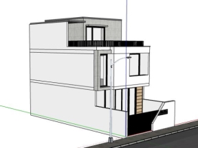 Sketchup mẫu nhà phố 2 tầng 1 tum 7.8x17m