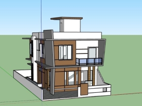 Sketchup mẫu nhà phố 2 tầng 4.7x10.5m