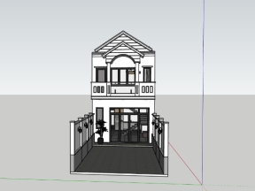 Sketchup mẫu nhà phố 2 tầng 4.8x16m