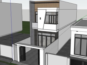 Sketchup mẫu nhà phố 2 tầng 4x10m