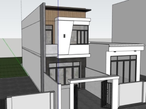 Sketchup mẫu nhà phố 2 tầng 4x19m