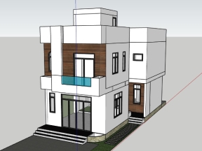 Sketchup mẫu nhà phố 2 tầng dựng đẹp nhất 6x17.2m