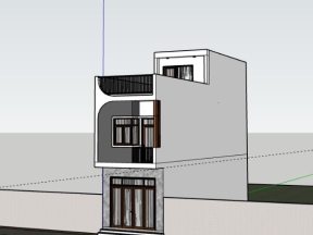 Sketchup mẫu nhà phố 3 tầng 4x18m đẹp