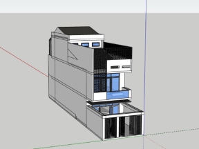 Sketchup mẫu nhà phố 3 tầng 5.4x24m