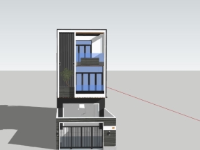 Sketchup mẫu nhà phố 3 tầng 5x26m