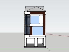 Sketchup mẫu nhà phố 3 tầng 8x15m đẹp