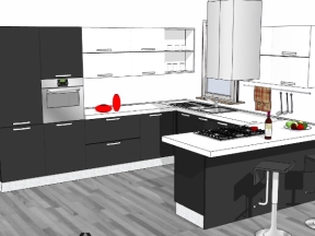 Sketchup mẫu nội thất phòng bếp 3dsu đẹp