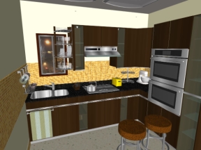 Sketchup mẫu nội thất phòng bếp dựng model 3d