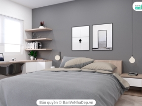 Sketchup model nội thất đầy đủ setting + ánh sáng+ vật liệu phòng ngủ scandinavian