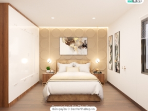 Sketchup model nội thất đầy đủ setting + ánh sáng+ vật liệu phòng ngủ tông màu be