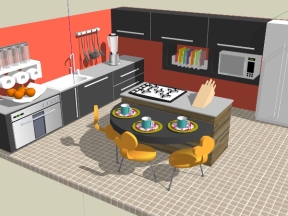 Sketchup model nội thất phòng bếp