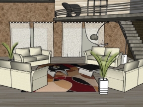 Sketchup model nội thất phòng khách sang trọng