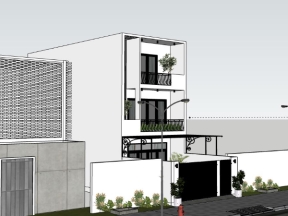 Sketchup nhà 3 tầng 5.5x11m dựng model sketchup