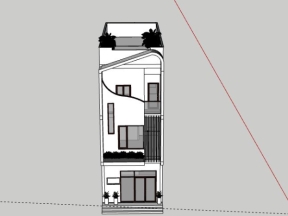 Sketchup nhà 3 tầng 5x14.7m đẹp mắt