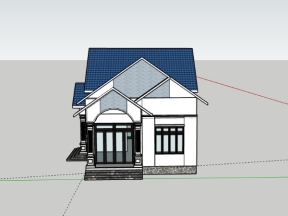 Sketchup nhà biệt thự 1 tầng 8x16m đẹp