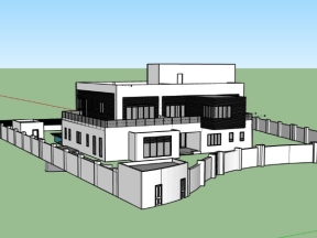 Sketchup nhà biệt thự 2 tầng 26x21m đẹp