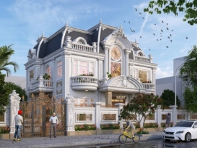 Sketchup nhà biệt thự 2 tầng tân cổ điển đẹp