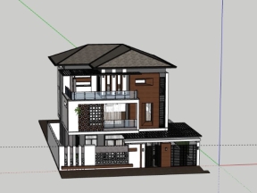 Sketchup nhà biệt thự 3 tầng 14x15m đẹp mắt