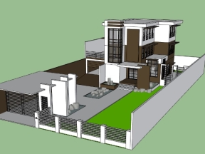 Sketchup nhà biệt thự 3 tầng diện tích thiết kế 20x40m