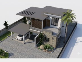 Sketchup nhà biệt thự nghỉ dưỡng 2 tầng diện tích thiết kế 12x15m