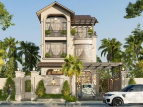 Sketchup nhà biệt thự tân cổ điển sang trọng (12x22m)