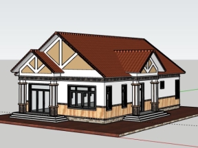 Sketchup nhà biệt thự  trệt 10x16m