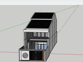 Sketchup nhà dân 2 tầng 5.7x24.5m đẹp mắt