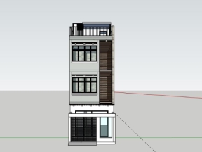 Sketchup nhà dân 3 tầng 4.4x11m đẹp mắt