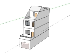 Sketchup nhà dân 3 tầng 4.5x16m đẹp