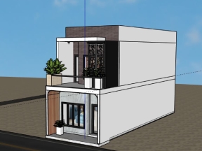 Sketchup nhà ở 2 tầng 5x15.7m