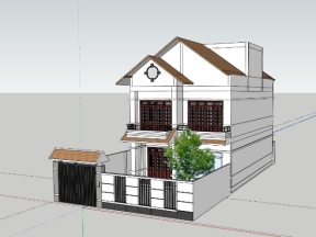 Sketchup nhà ở 2 tầng kích thước thiết kế 7.5x13.5m