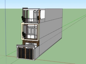 Sketchup nhà ở 3 tầng 4x29m đẹp