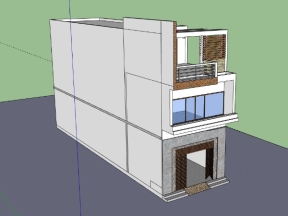 Sketchup nhà ở 3 tầng 5.5x20m đẹp